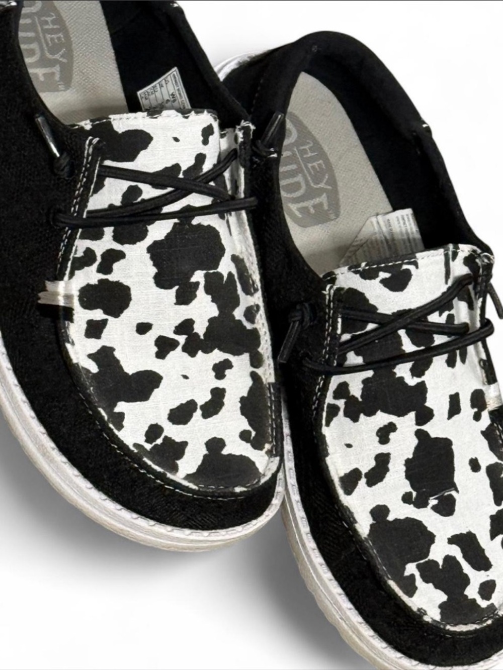 Hey Dude Cow Print Black & White Slip-On Shoe